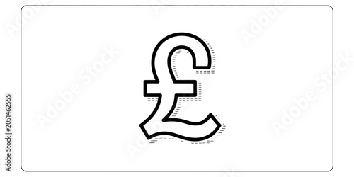 Bild auf Leinwand British pound sterling currency sign icon with a simple black line sketch style