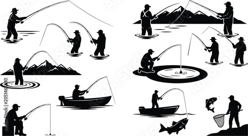 Bild auf Leinwand fishing, angling, fisherman, fishing rod, sport fishing, recreational fishing, f