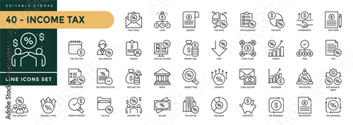 Photos A collection of Income Tax icons set with editable stroke, including income tax, savings, investment , tax amnesty, finance, economy