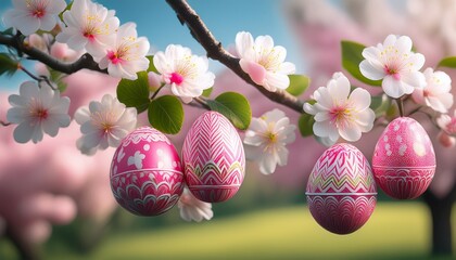 fruit with pink and white patterns under blossom trees