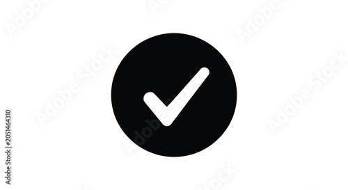 Photos Check Mark Icon In Circle Black And White Silhouette