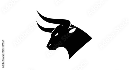 Powerful black bull head silhouette vector graphic