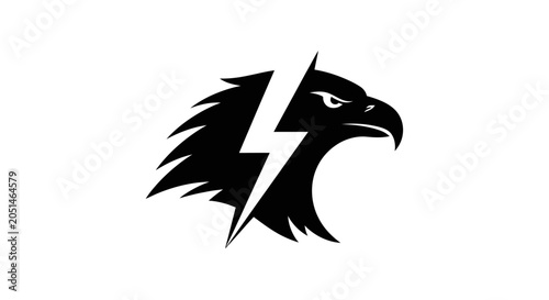 Powerful eagle head logo with integrated lightning bolt