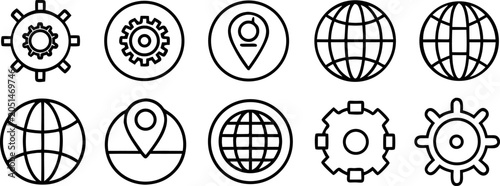 Schilderij op canvas A series of eight distinct, minimalistic line-art icons, arranged in two rows of four