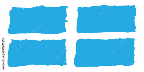 Quadro su tela Set of blue grunge brush stroke banners, torn paper shapes, and rough painted text boxes vector illustration