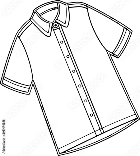 Quadro em tela A simple, line-art illustration of a short-sleeved, button-down shirt dominates the center of the frame