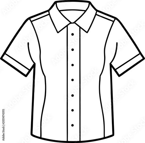 Bild auf Leinwand A simple, line-art illustration of a short-sleeved, button-down shirt dominates the center of the frame
