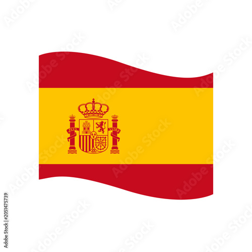 Spain Waving Flag with Coat of Arms Black Background