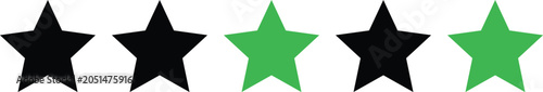 Five star rating system: three black stars, two green stars, white background