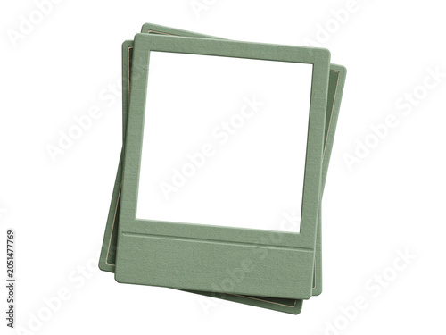 Green instant photo isolated on transparent background