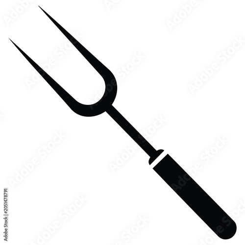 Barbecue meat fork vector silhouette illustration for kitchen cooking and grilling tools.