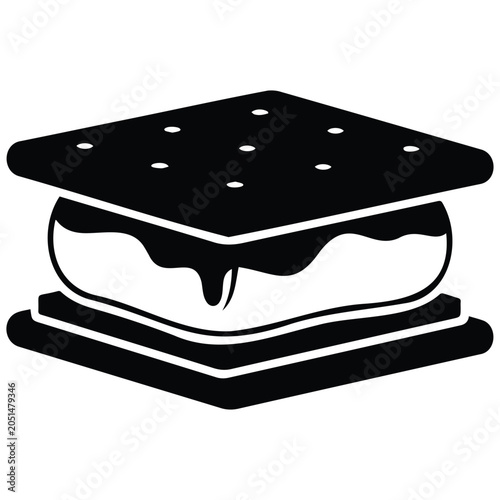 Classic smore sandwich vector silhouette illustration for outdoor campfire snack graphics.