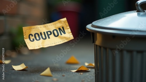 A yellow coup sign is sitting on top of a trash can, making it clear that the campaign has gone awry