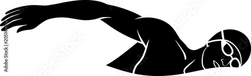 Φωτογραφία Professional swimmer performing freestyle stroke silhouette vector illustration isolated on white background for sports competition and active lifestyle design image_b3447e
