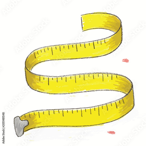 Yellow Measuring Tape Illustration for Tailoring and Crafting.