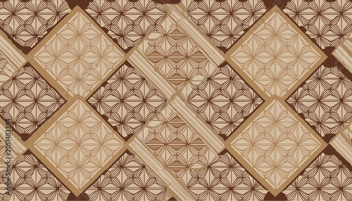traditional batik pattern with geometric shapes in neutral tones background