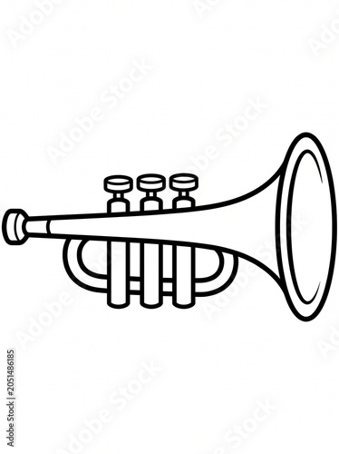 Simple Uncolored Cartoon Trumpet Coloring Page