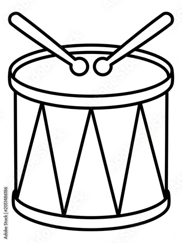 Simple Outline Cartoon Snare Drum Coloring Page