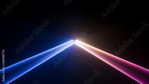 Gradient Geometric Background with Crossing Light Beams and Luminous Blur Effect