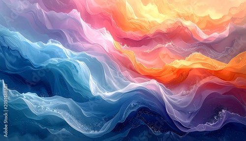 Abstract vibrant flowing landscape