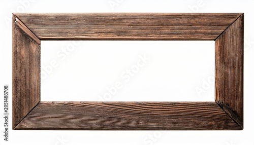 old rustic wooden frame isolated on white or white background