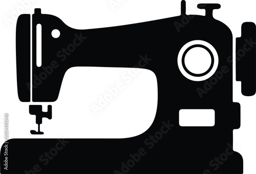 Silhouette vector sewing machine icon for professional tailoring textile design