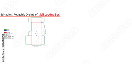 Canvas Print Self locking box, editable dieline, packaging template