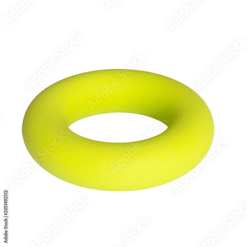 Yellow foam ring hand grip for stress relief, hand exercise and physical therapy