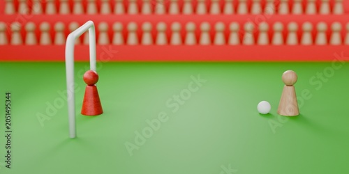 Fotografia penalty kick against goalkeeper, 3d pawn figurines on a green grass backdrop