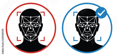 Fotografía Face ID icon illustration modern biometric face identification vector secure aut