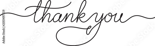 Thank you handwritten inscription hand lettering calligraphy text for greeting cards, wedding invitations, posters, banners