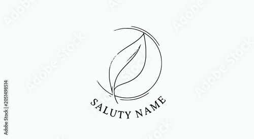 Minimalist leaf logo design, organic, nature, wellness, beauty, branding, elegant, clean, modern, circular emblem