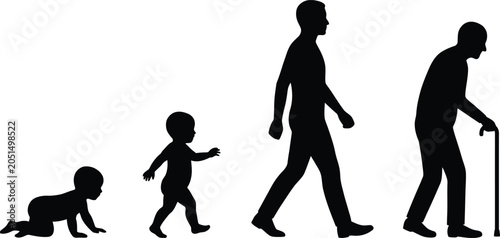 Картината върху платно Life cycle silhouette from infancy to seniority human development stages