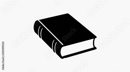 Foto Black Closed Hardcover Book with Spine Bands and White Pages on a Solid White Ba