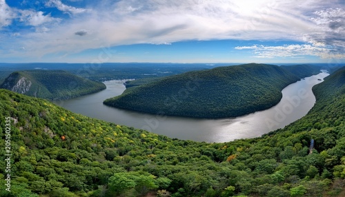 elevated panoramic view of the hudson river from bear mountain bear mountain state park rockland county new york state usa