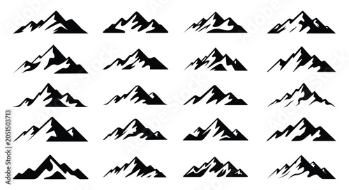 Minimal Mountain Logo Vectors - Abstract Nature Peak Set