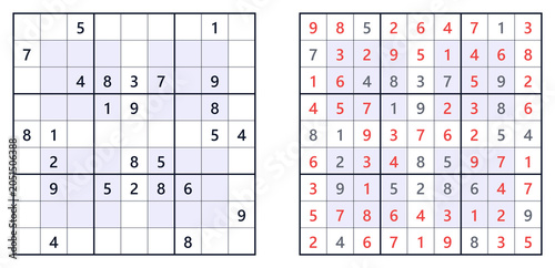 Foto Sudoku puzzle 9x9 hyper hard level for adults printable with answers A4