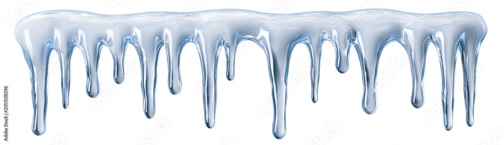Obraz premium Blue ice cream melting drips on white background