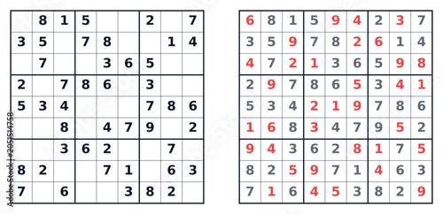 Tableau sur toile Sudoku puzzle 9x9 easy for kids printable with answers A4