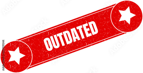 Quadro su tela Red outdated rubber stamp label isolated on white featuring classic grunge textu