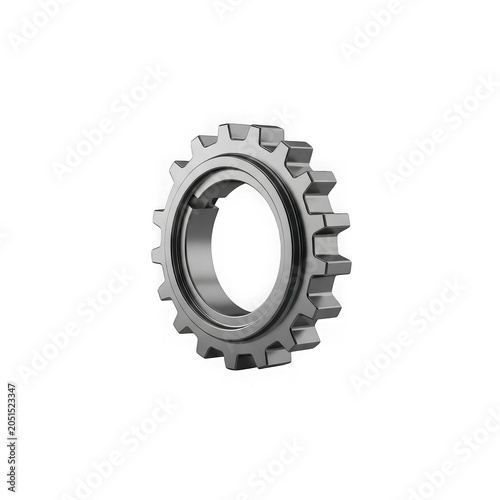 Gear with Inner Ring and Teeth on a Transparent Background Featuring Mechanical, Metallic, Silver with Industrial and Machinery Elements