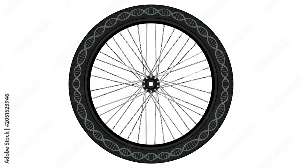 Fototapeta premium Black Bicycle Wheel with Grey DNA Tire Tread