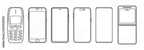 Tableau sur toile Smartphone Outline frame mockup with different notch styles, mobilephone, cellphone and device mockup