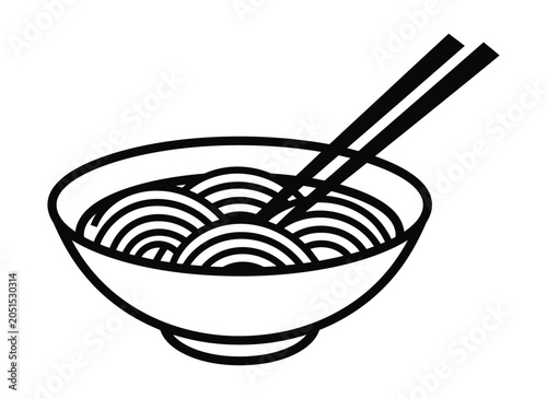Noodles vector icon bowl dinner asian food illustration