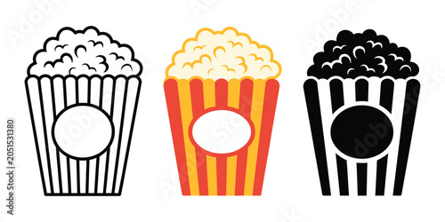 Foto popcorn buckets in different shapes and sizes for cinema snack concession stand