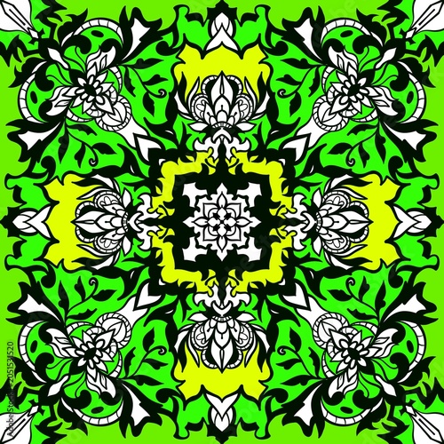 Illustration of bandana and scarf pattern design, unique abstract pattern with bright colors, my own work not ai generate