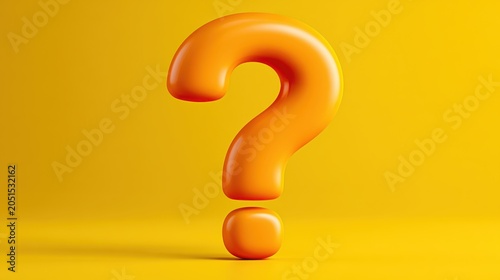 3D render of an orange question mark symbol on a yellow background