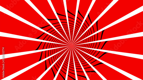 Quadro su tela Red White Black Radial Sunburst Spiral Optical Illusion Background