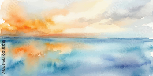 Impressionistic watercolor painting of a calm sea during twilight with watercolor impressionistic painting twilight reflection abstract background creative ethereal peaceful shimmering