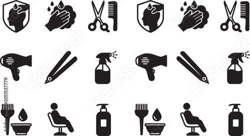 Obraz na plátně Hair salon and barbershop vector icon set..